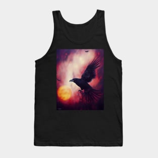 Crow halloween pumpkin in galaxy Tank Top